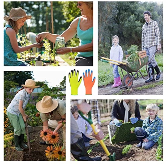 NEW Kids Gardening Gloves Size 6 (Age 11-13), Orange (3 Pair Set) - Picture 5 of 6